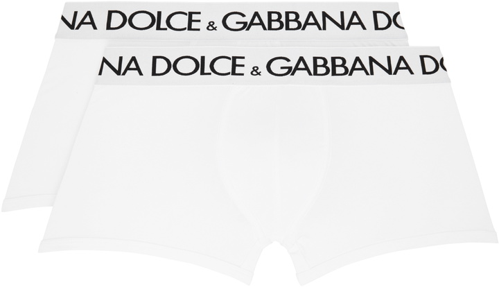 Photo: Dolce&Gabbana Two-Pack White Cotton Jersey Boxers