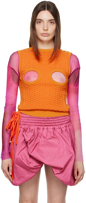 Photo: Paula Canovas Del Vas Orange Cutout Vest