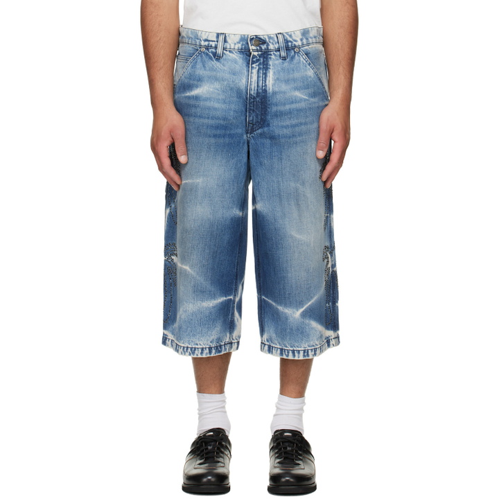 Photo: COÛT DE LA LIBERTÉ Blue Grayson Cripsy Denim Palm Devils Painter Shorts