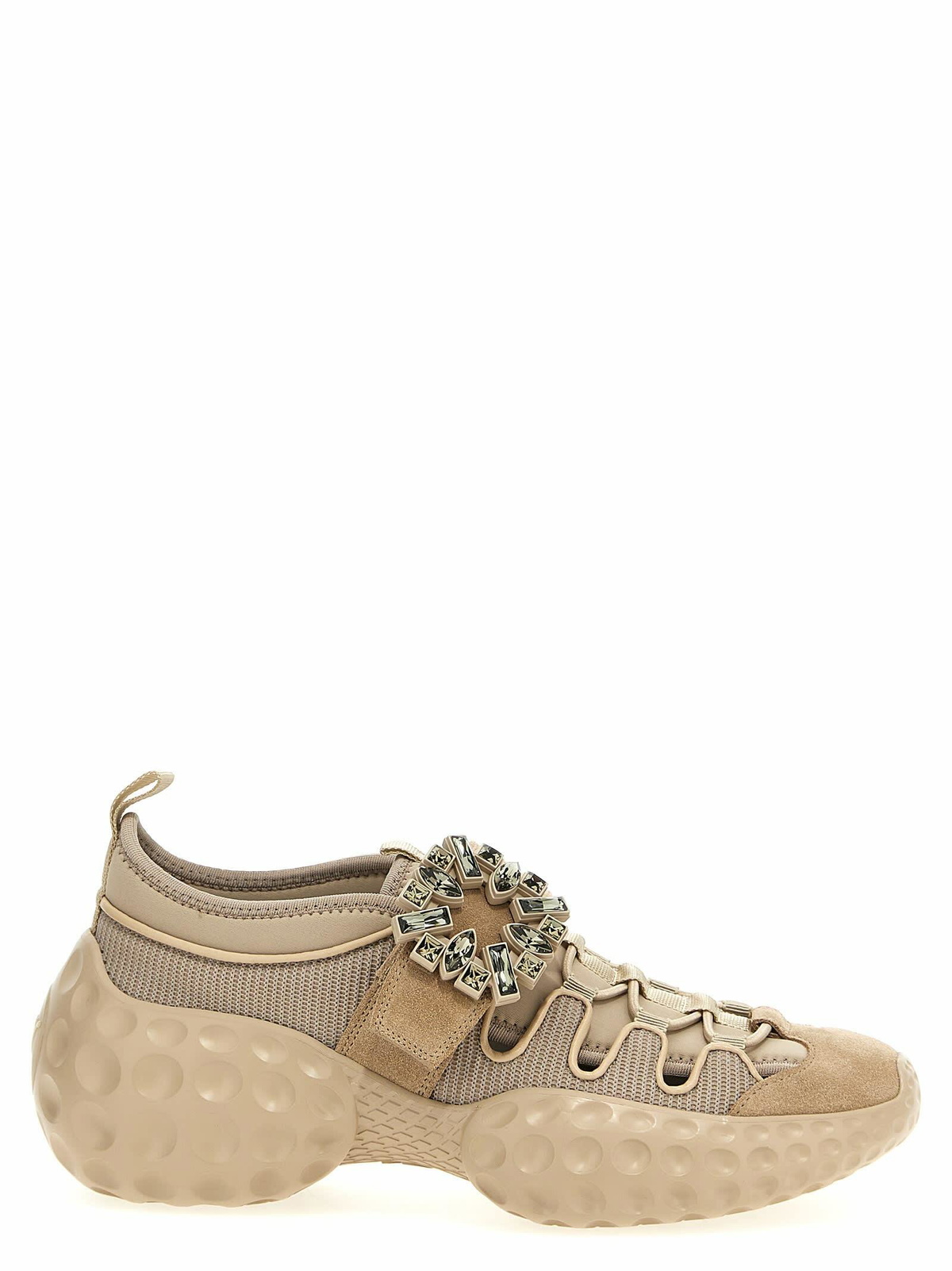 【25SS NEW】ROGER VIVIER/Puffy Choc leather レザースニーカー Puffy Choc leather platform sneakers in black - Roger Vivier
