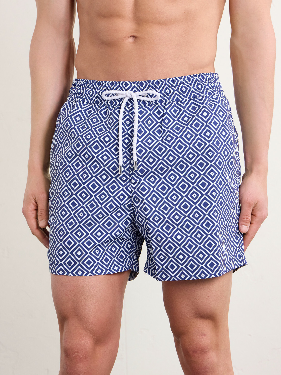 Frescobol Carioca - Rio Straight-Leg Mid-Length Recycled Swim Shorts - Blue