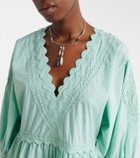 Juliet Dunn Embroidered scalloped cotton poplin minidress