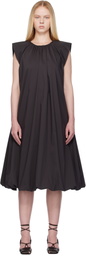 AMOMENTO Gray Cotton Volume Shirring Minidress