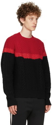 Alexander McQueen Red & Black Aran Knit Bi-Color Sweater