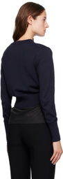 Silk Laundry Navy Cropped Cardigan