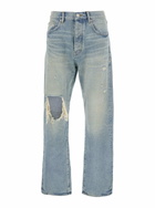 Purple Brand Light Blue Jeans With Logo Patch On The Rear And Maxi Ripping On The Front In Denim Man