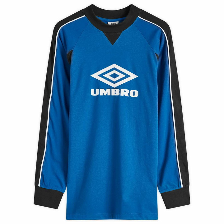 Photo: Umbro Panelled Long Sleeve Football Jersey in Classic Blue