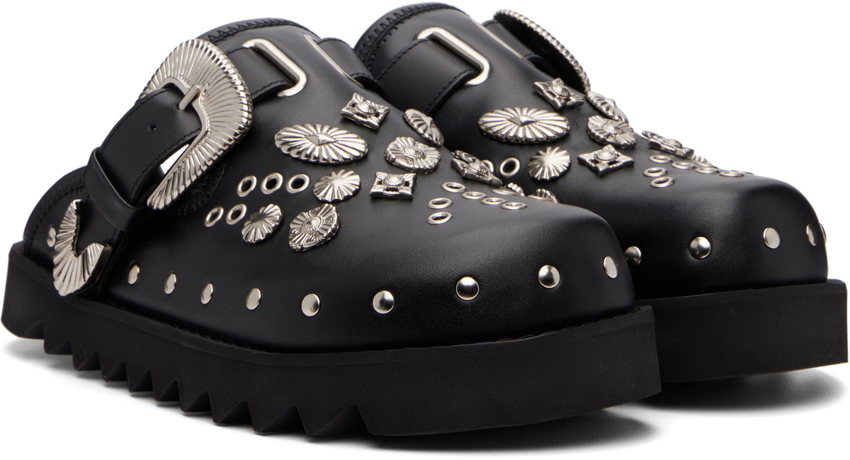 Toga Virilis Black Eyelet Metal Sabot Slip-on Loafers