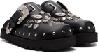 Toga Virilis Black Eyelet Metal Sabot Slip-on Loafers