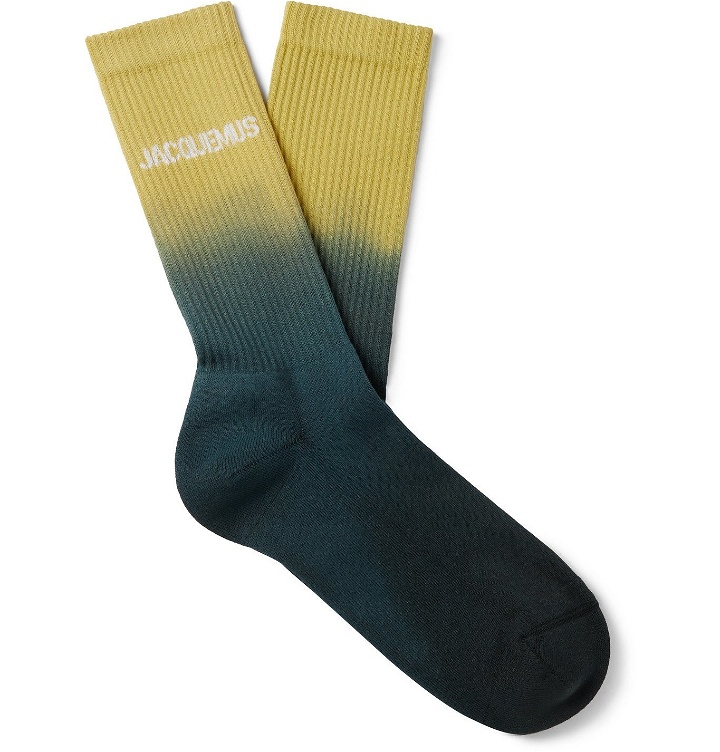 Photo: JACQUEMUS - Tie-Dyed Logo-Jacquard Cotton-Blend Socks - Multi