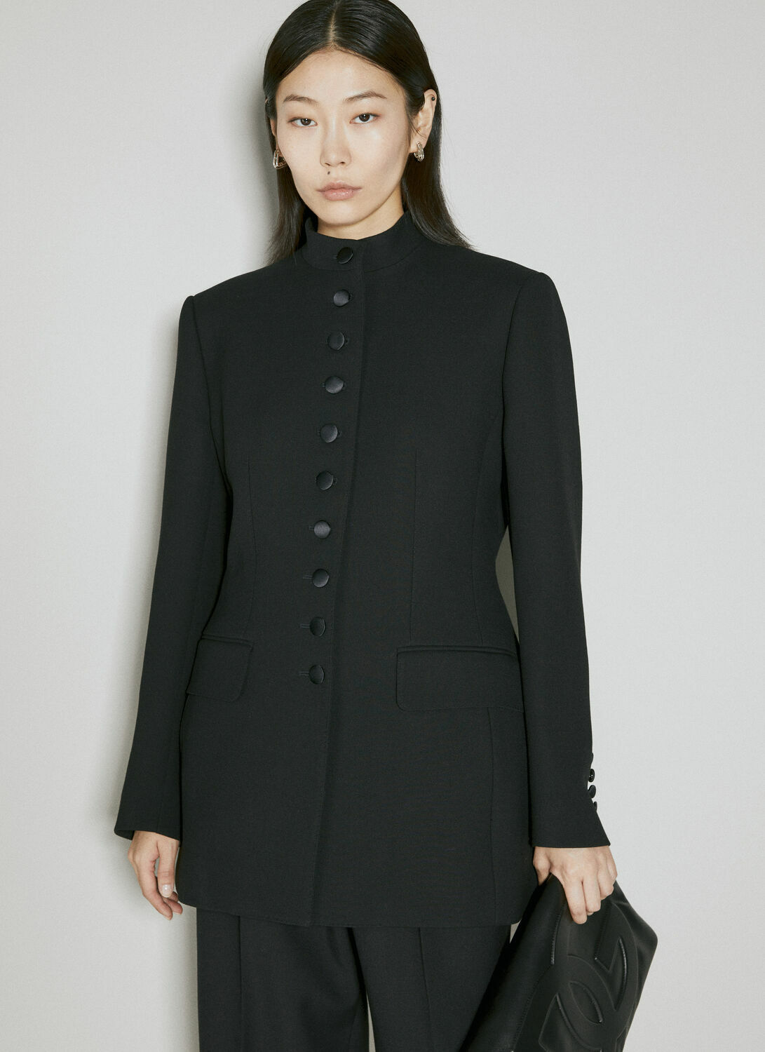 Dolce & Gabbana Long Single-Breasted Wool Cady Jacket
