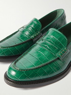 VINNY's - Townee Croc-Effect Leather Penny Loafers - Green