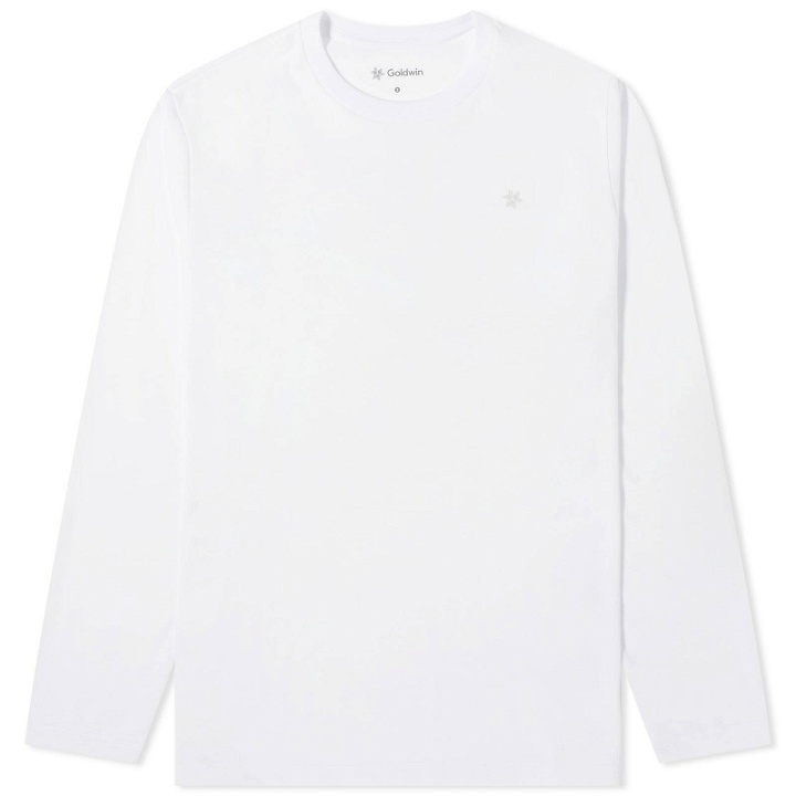 Photo: Goldwin Men's Peak-motif Long Sleeve T-shirt in White