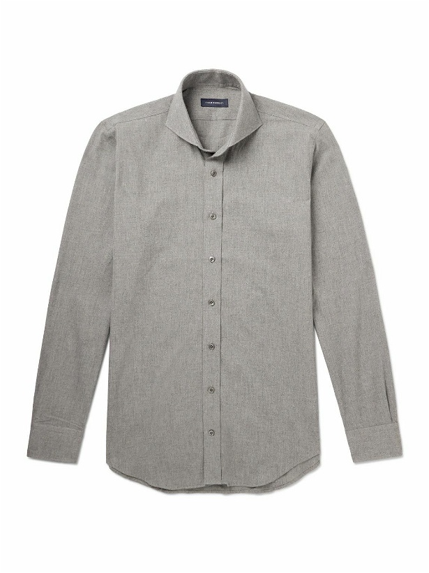 Photo: Thom Sweeney - Cutaway-Collar Cotton-Flannel Shirt - Gray