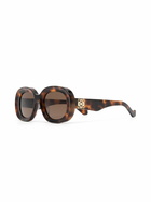 LOEWE EYEWEAR Brown Tortoiseshell Oval Sunglasses