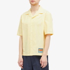 Maison Kitsuné Men's Stripe Vacation Shirt in Light Yellow Stripe