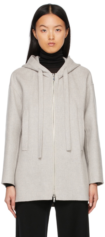 Photo: S Max Mara Grey Doppio Zip-Up Hoodie