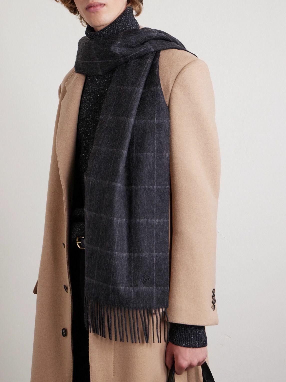 Dunhill - Fringed Checked Cashmere Scarf