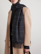 Dunhill - Fringed Checked Cashmere Scarf