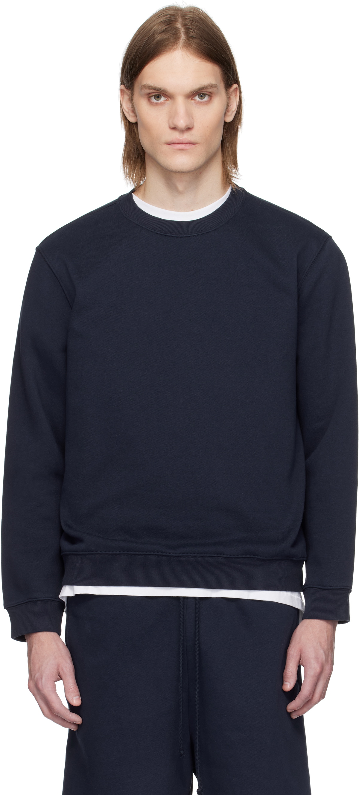 SKIMS Navy Fleece Lounge Classic Sweatshirt