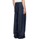 Dries Van Noten Navy Belted Pleat Jeans