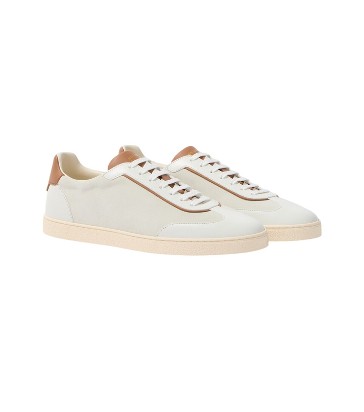 Photo: Brunello Cucinelli Leather-trimmed suede sneakers