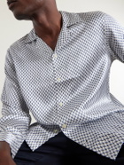 Frescobol Carioca - Safra Camp-Collar Printed Silk-Satin Shirt - Blue