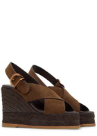 Castañer Betina Suede Wedge Sandals Brown