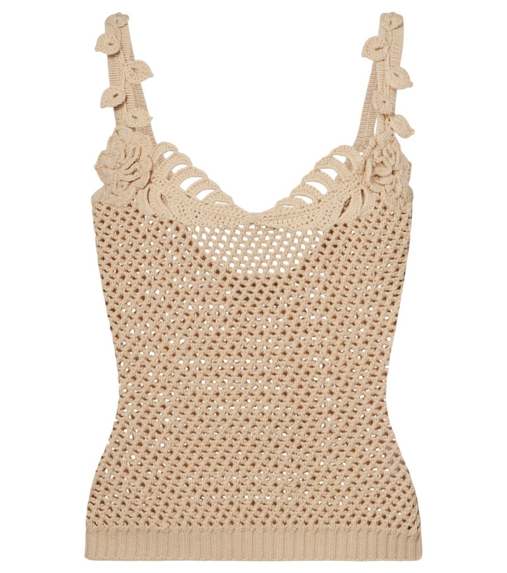 Photo: Elie Saab Crochet floral-appliqué cotton-blend top