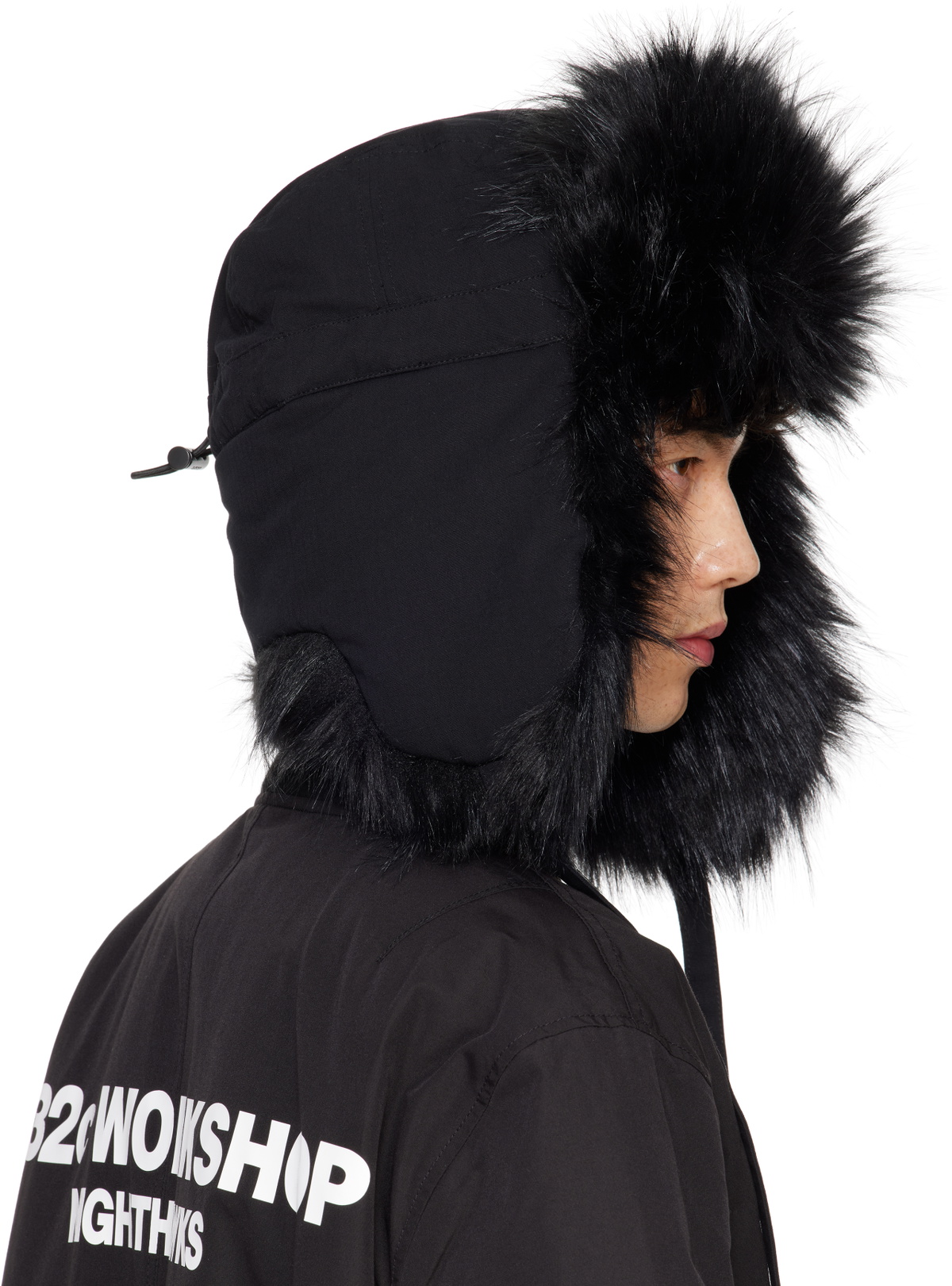 032c Black 'OSL2BER' Trapper Aviator Hat 032c