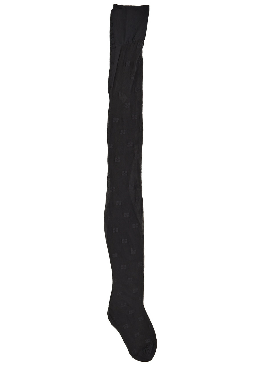 Ganni Butterfly Logo-jacquard Tights Black