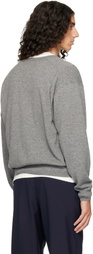 Jil Sander Gray LS V-Neck Sweater