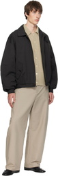 AMOMENTO Black Padded Cotton Nylon Bomber Jacket