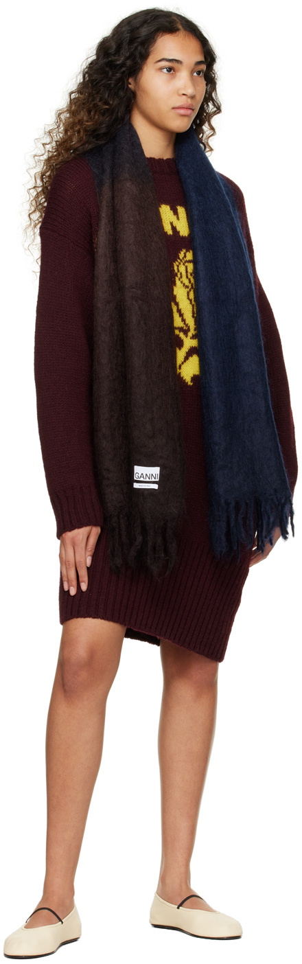 GANNI Navy & Brown Gradient Scarf GANNI