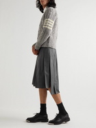 Thom Browne - Pleated Grosgrain-Trimmed Wool-Twill Kilt - Gray