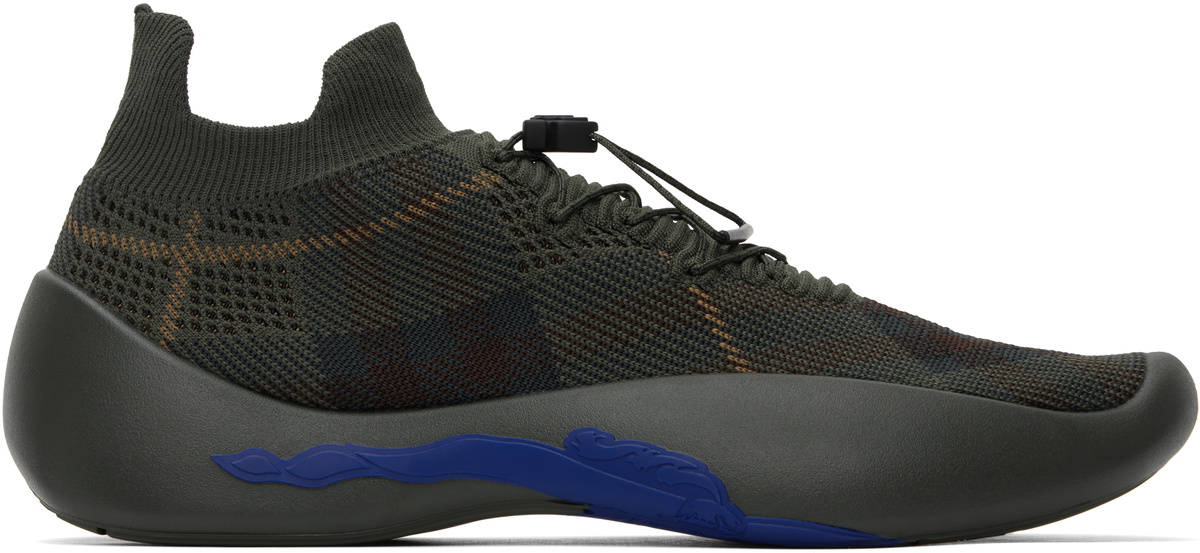 Burberry Green Check Knit Neptune Sneakers Burberry