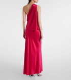 The Sei One-shoulder draped silk satin top