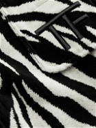 TOM FORD - Zebra-Print Cotton-Terry Hooded Robe - Black