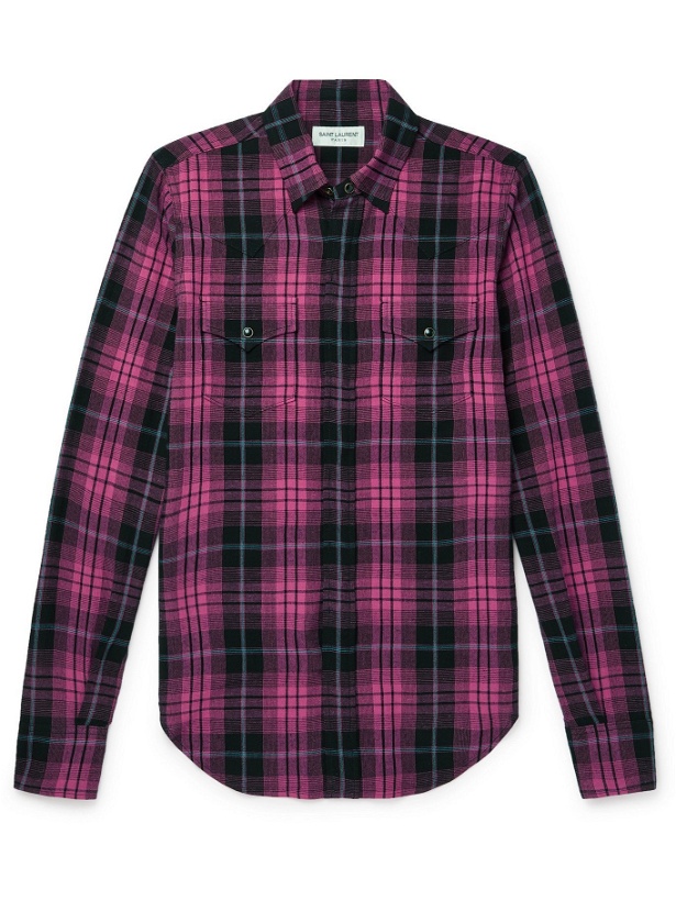 Photo: SAINT LAURENT - Slim-Fit Checked Woven Western Shirt - Multi