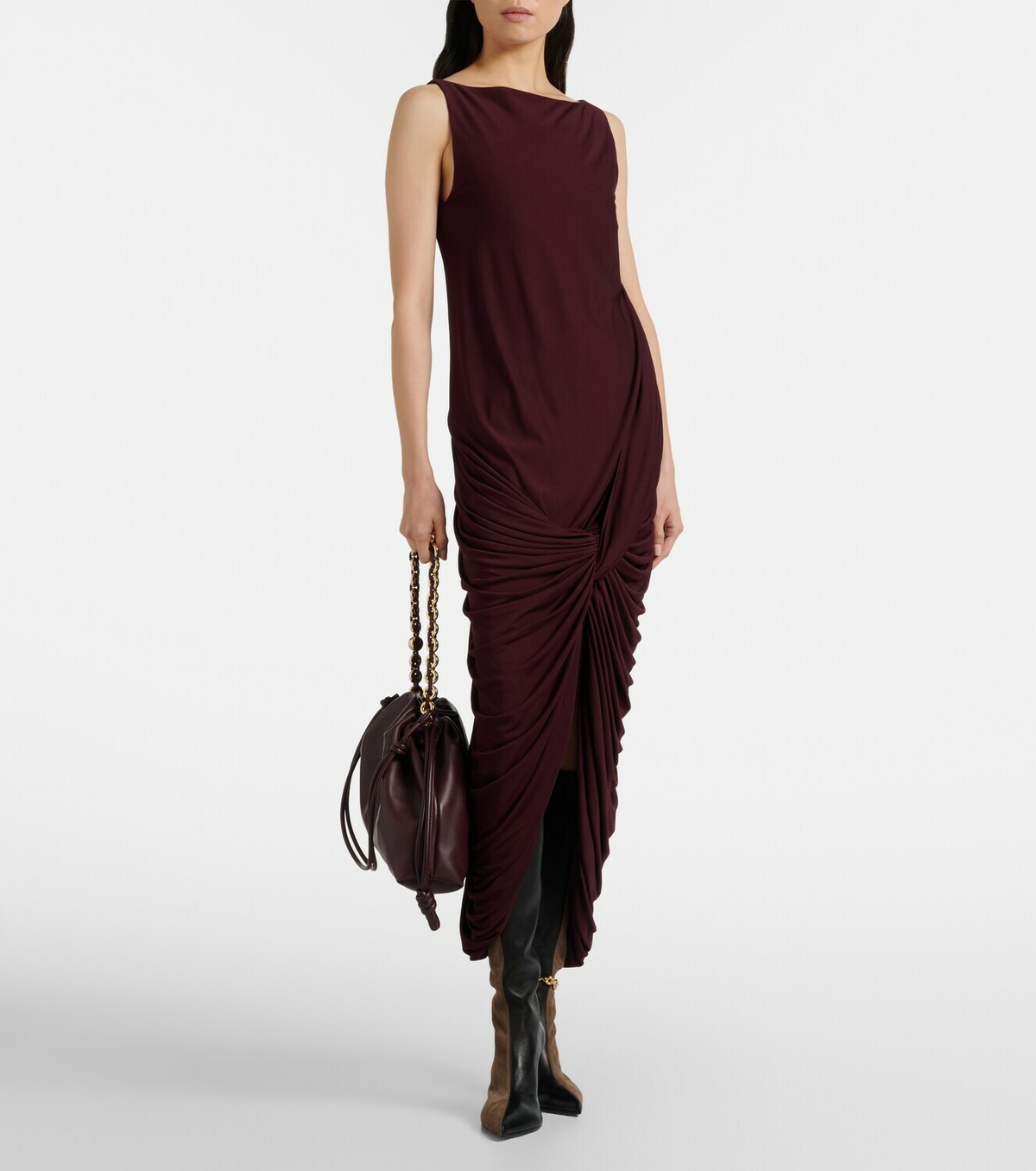 Loewe Comic leather and suede knee-high boots