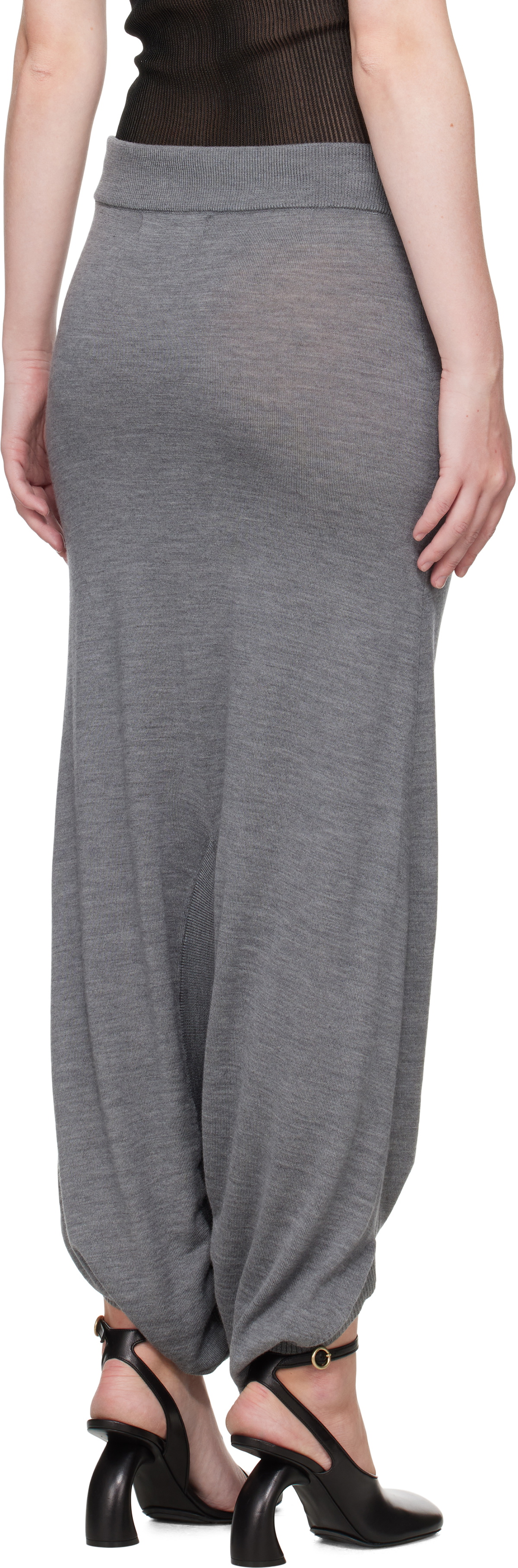 ALAINPAUL Gray Knit Fuseau Maxi Skirt