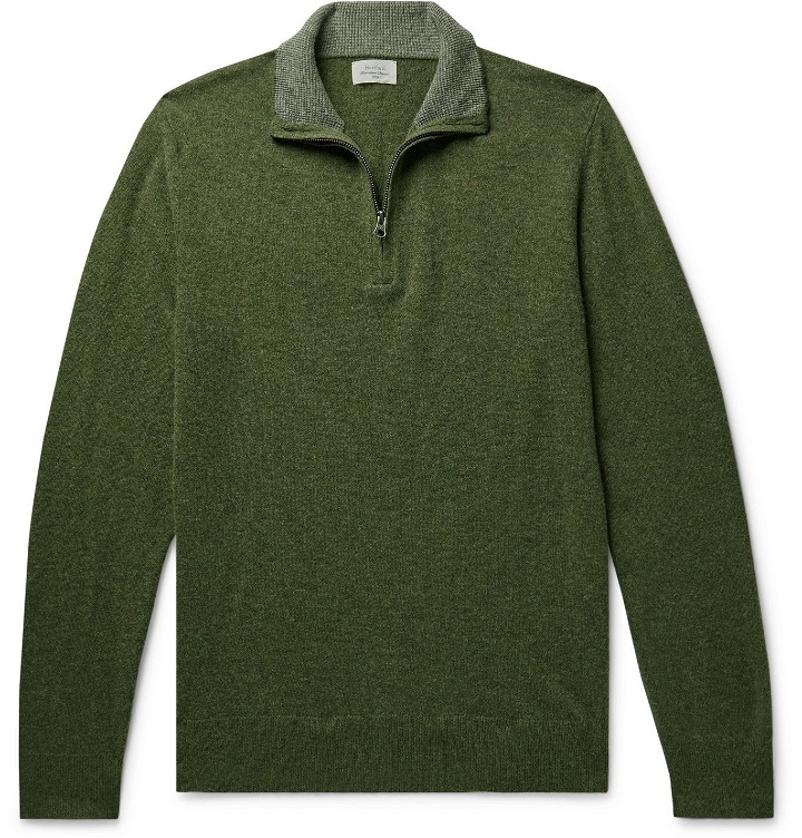 Photo: Hartford - Slim-Fit Wool-Blend Half-Zip Sweater - Green