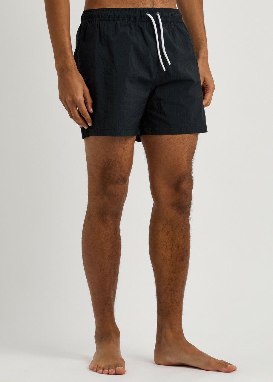 Emporio Armani Logo-embroidered Nylon Swim Shorts Navy