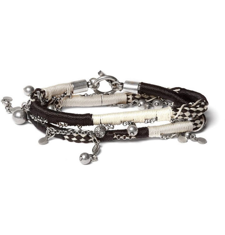 Photo: SAINT LAURENT - Woven and Silver-Tone Bracelet - Black