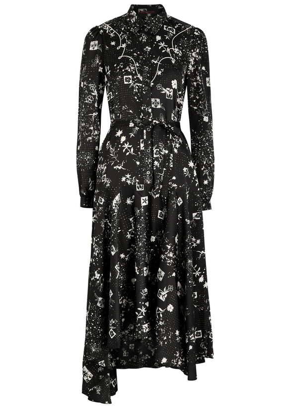 Photo: High Compelling Western Printed Satin Midi Dress Black And White