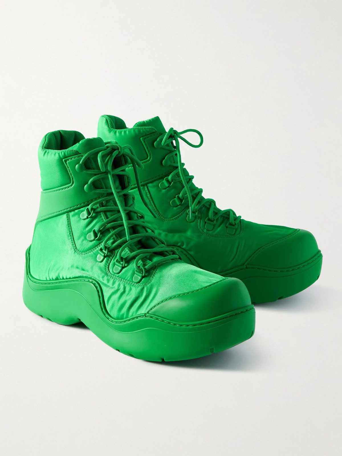 Bottega Veneta - Leather-Trimmed Nylon Hiking Boots - Green 