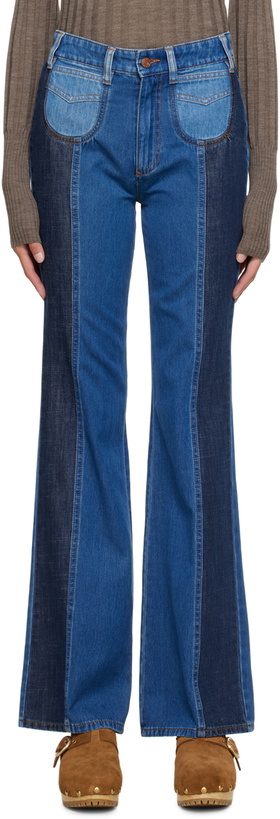 Photo: See by Chloé Blue High-Rise Straight Jeans