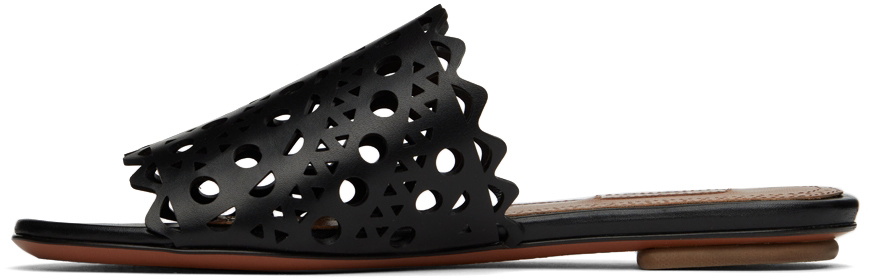 ALAÏA Black Vienne Leather Slides