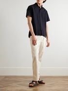 Frescobol Carioca - Oscar Tapered Herringbone Linen and Cotton-Blend Drawstring Trousers - Neutrals