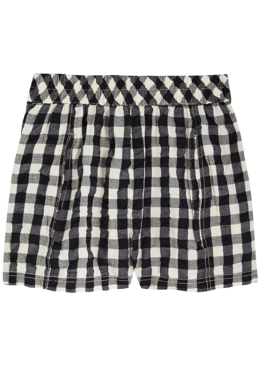 Free People Checked Seersucker Shorts Black And White